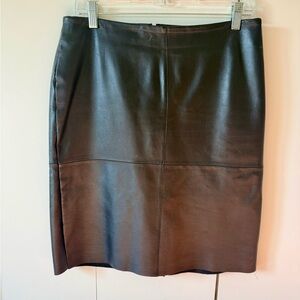 Kenneth Cole New York Black Leather Pencil Skirt